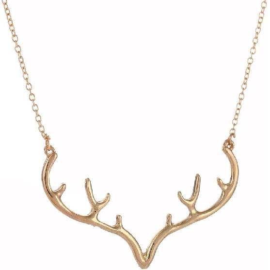 Рождественский кулон-олень с рогами из нержавеющей стали для женщин antler gold 1