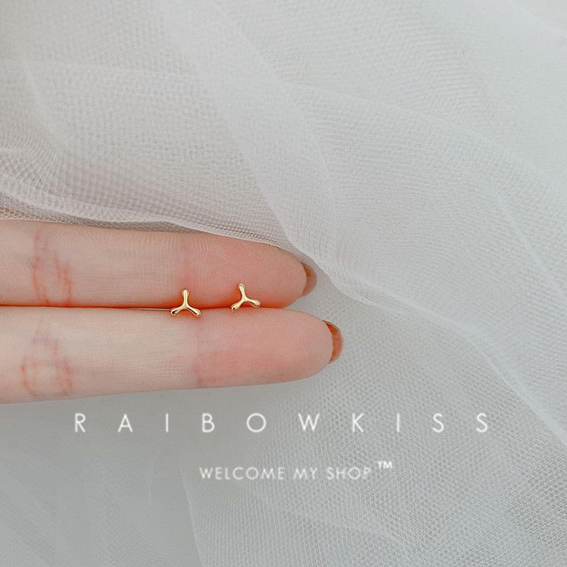 Gold Color Silver Plated Mini Butterfly Heart Stud Earrings For Women Cartilage Helix Tragus Piercing Jewelry Gift