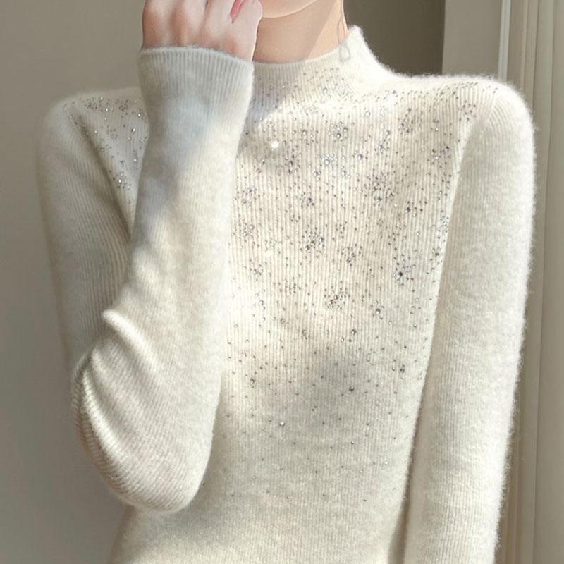 Sweater for Women Autumn Winter Lightweight Warm Knitted Stretchy Long Sleeve Tops