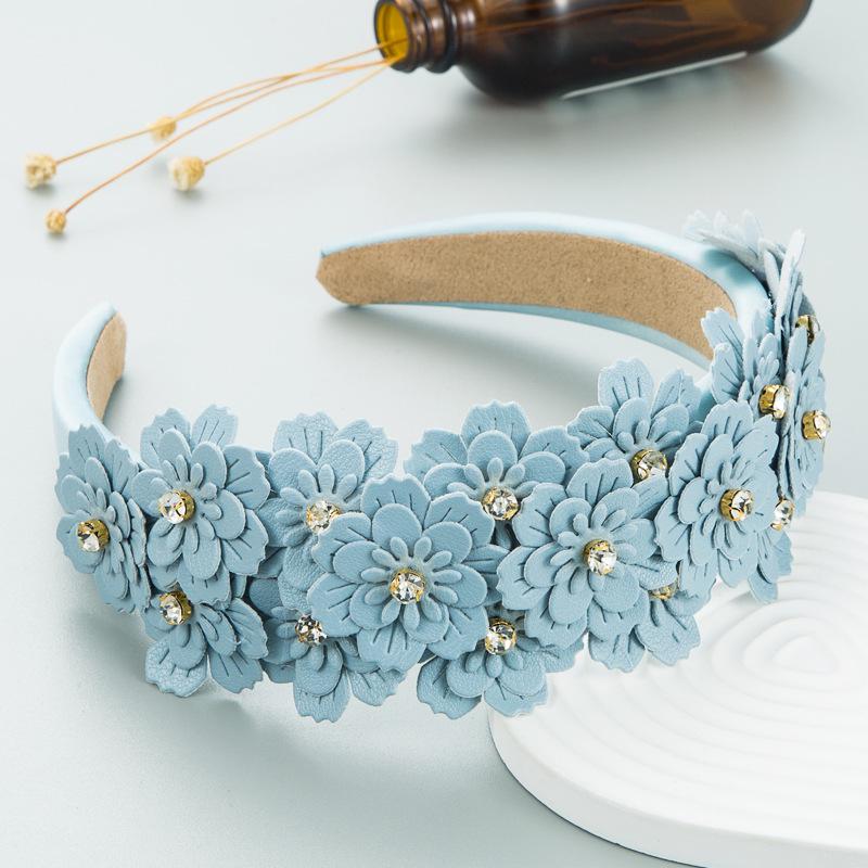 Vintage Rhinestone Floral Headband – Trendy Korean-Style Colorful Women's Hair Accessory