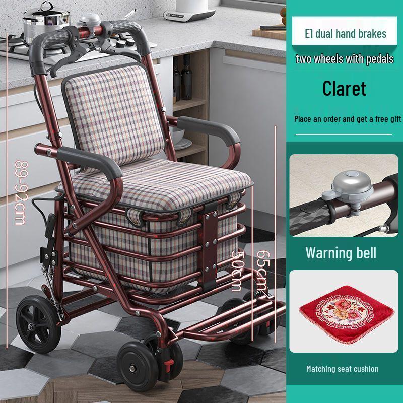 Leide Zhu Foldable Mobility Handcart: Sit & Push Shopping Trolley for Elderly