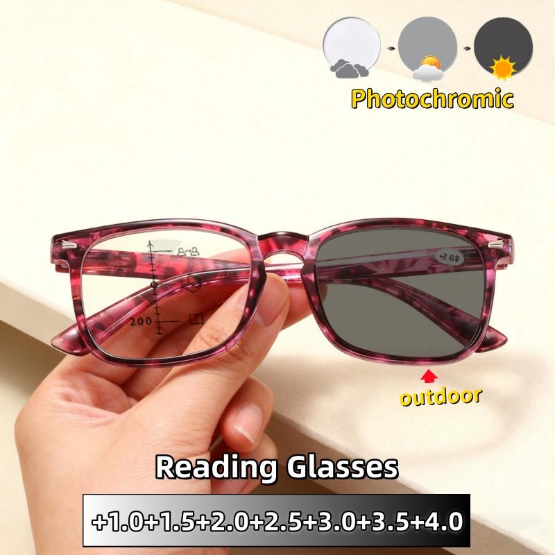 Photochromic Multifocal Presbyopia Glasses Blue Light Blocking Eye Protecting Printed Personality Eyeglasses +1.0 To +4.0