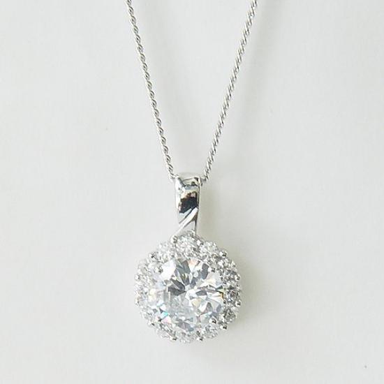 [La tua e la Mia Scatola dei Gioielli] Argento Grande Zircone Cubico (Cubic Zirconia) Collana con Ciondolo da 2,0 Carati 14204 [Gioielli] [Confezione Regalo]
