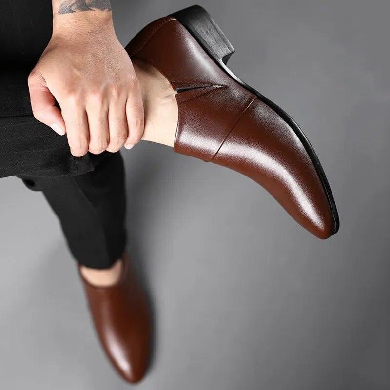 Men PU Leather Shoes Formal Dress Shoes for Male Plus Size Party Wedding Office Work Shoes Slip On Business Casual Oxfords