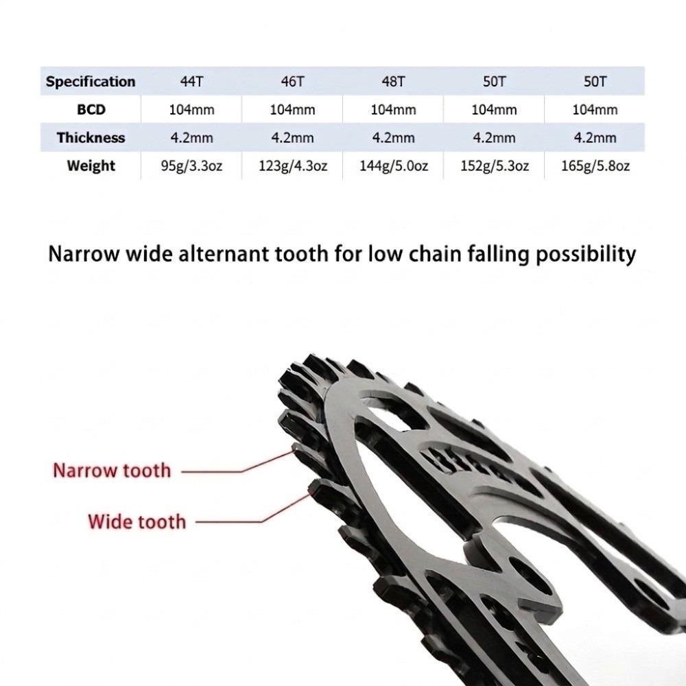 104 BCD Mountain Bike Chainring Aluminum Alloy Single Chain Ring for 8-12 Speed Chain