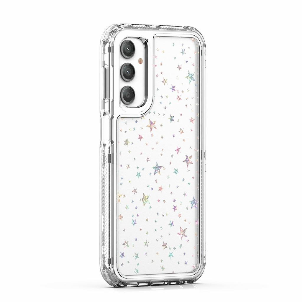 For Samsung Galaxy A24 4G (162.1mm) Case Clear Acrylic TPU Hybrid Phone Cover with Laser-printed Film