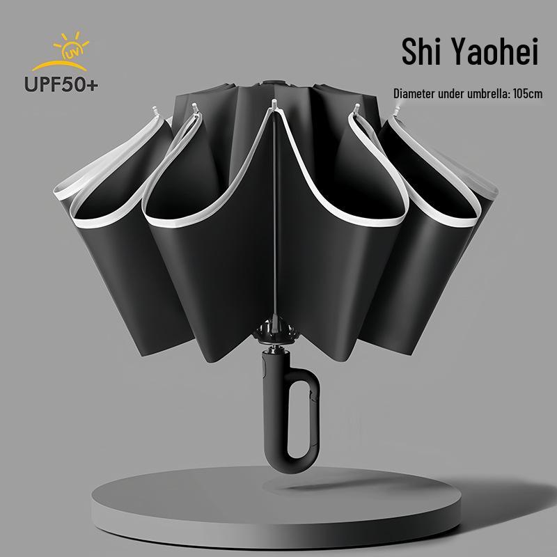 10-Rib Auto Folding Umbrella: Enlarged, Thickened, Portable, with Ring Buckle – for Sun and Rain, Custom Logo Available.