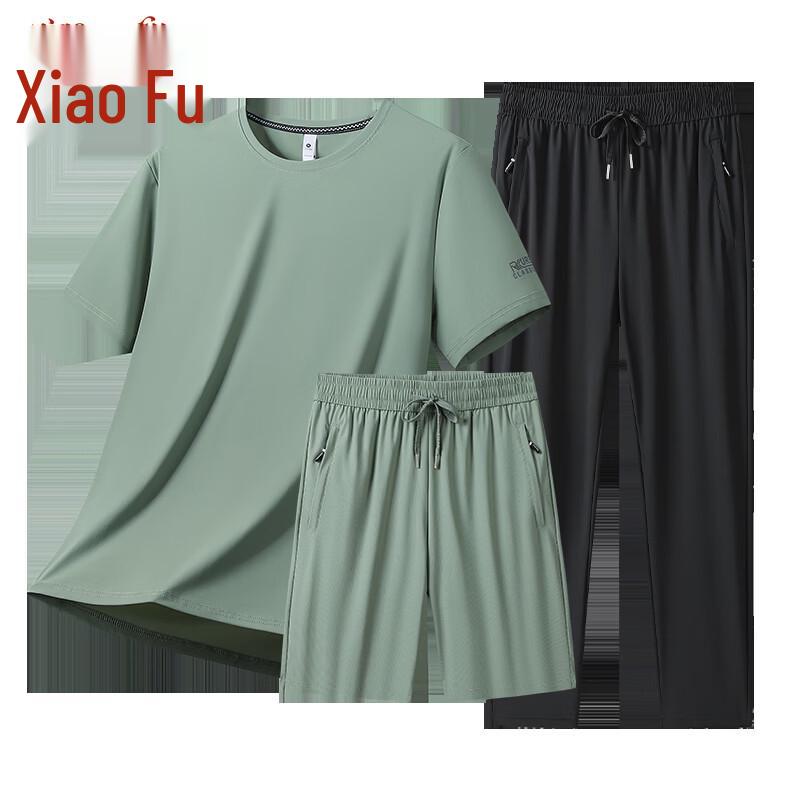 

Men s Ice Silk Quick-Dry Short Sleeve & Shorts 3-Piece Set 3XL