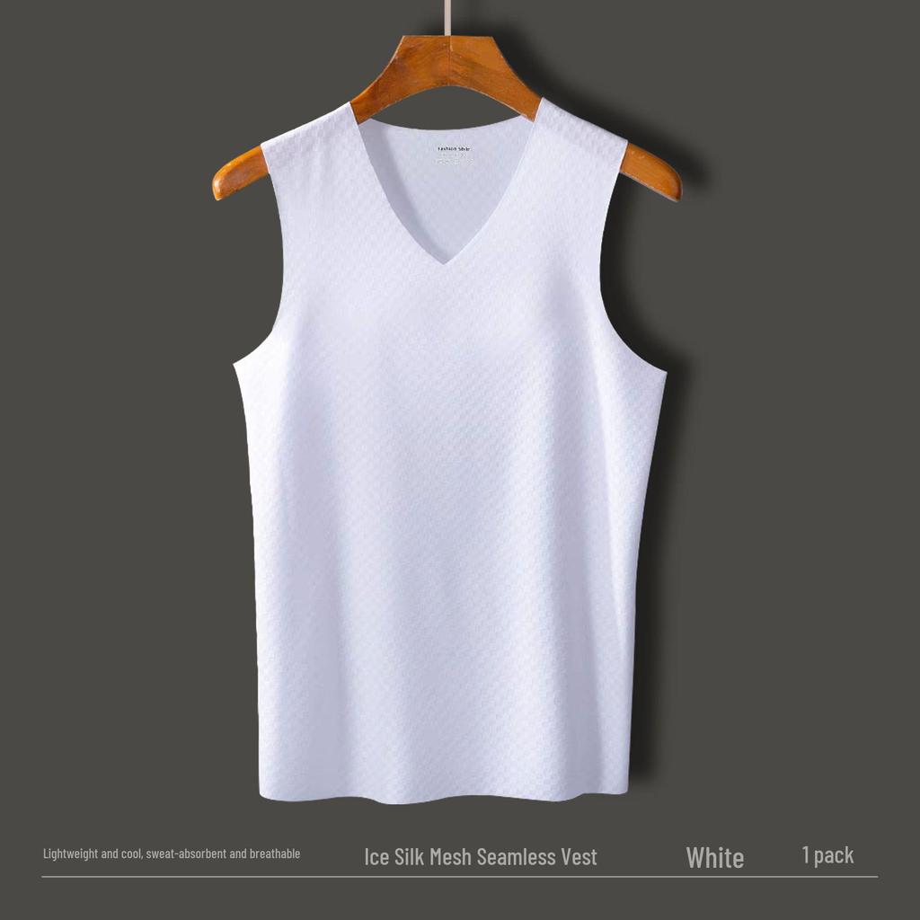 Men's Plaid Ice Silk Quick-Dry Sleeveless Sports Tank Top