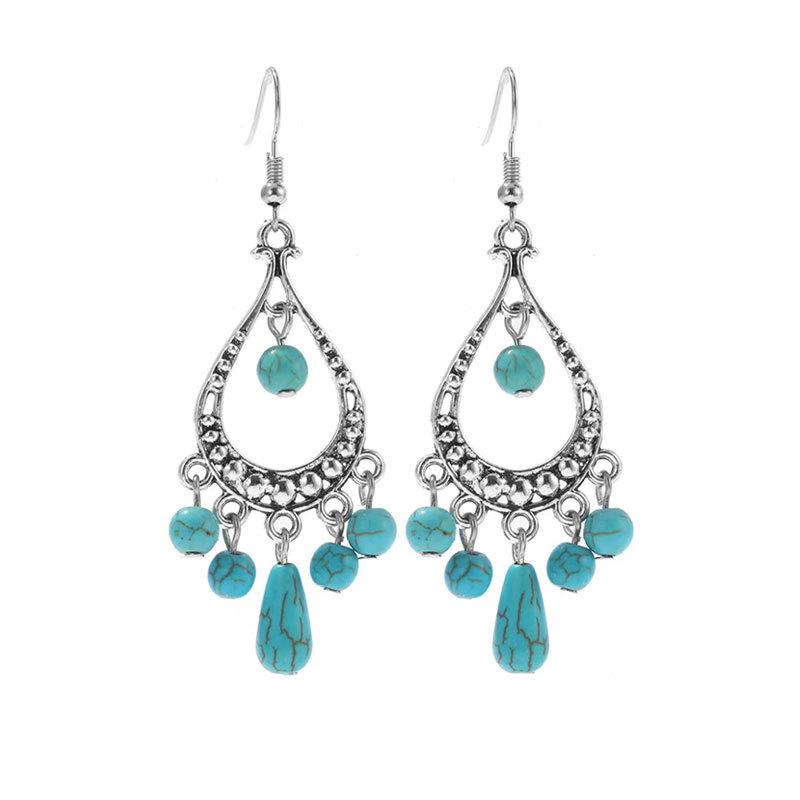 Tibetan Ethnic Bohemian Tassel Turquoise Earrings