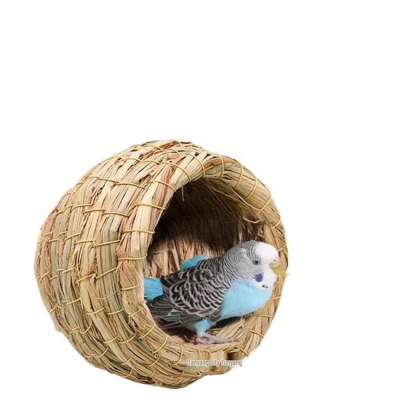 Hand-Woven Straw Nest for Small Birds: Parrot, Budgie, Conure, Finch