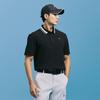 CHALLENGER Men'S Pq Material Contrast Collared Short Sleeve Tee Black