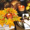 Maple Leaf Candle Ring Harvest Autumn Colors Maple Leaves Pumpkin Berries Artificial Candlestick Ornament Halloween Table Decor