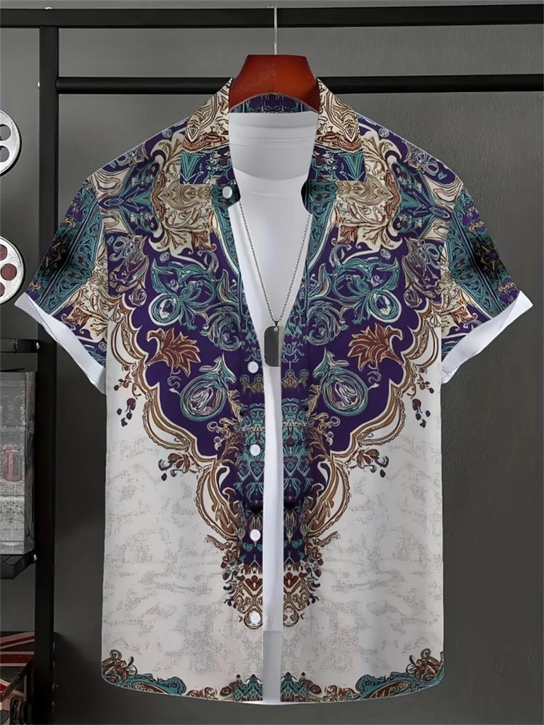 Simple Men's Shirt 3D Printed Retro Fashion Topshort Sleeve Beach Sweatshirt Street Hawaii Short Sleeved Shirt Men's Clothing