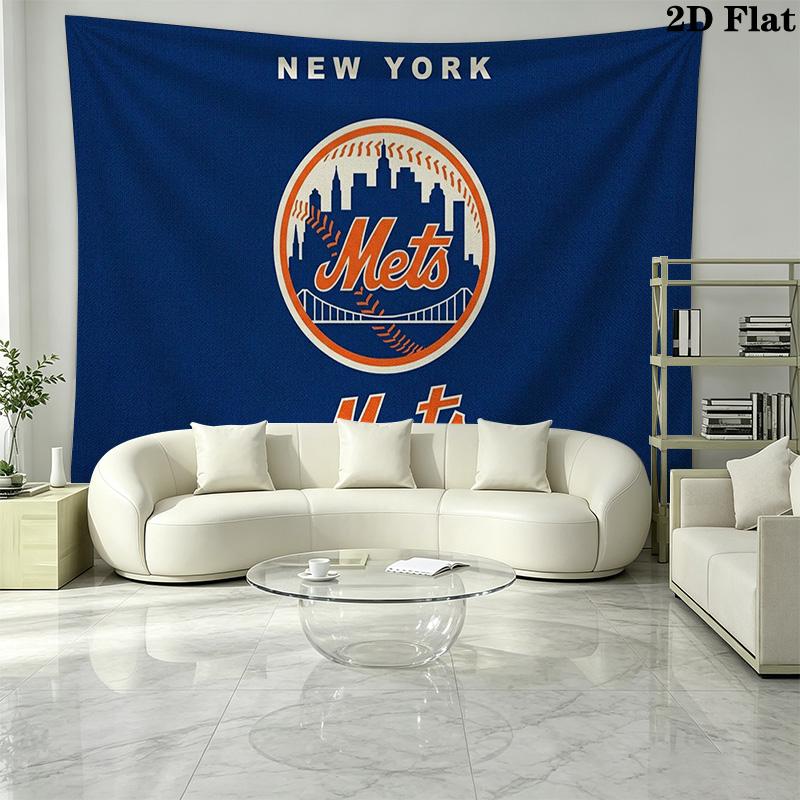 New York Mets Wandteppich Ästhetischer Wandbehang Bedruckter Stoffdecke Dekorative Wandteppiche für Schlafzimmer Wohnzimmer Heimdekoration