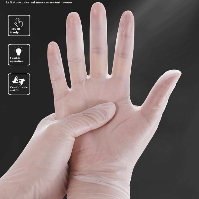 100 Pcs/Box Thickened Disposable PVC Gloves Food-Grade For Catering Kitchen Dishwasher Transparent Durable