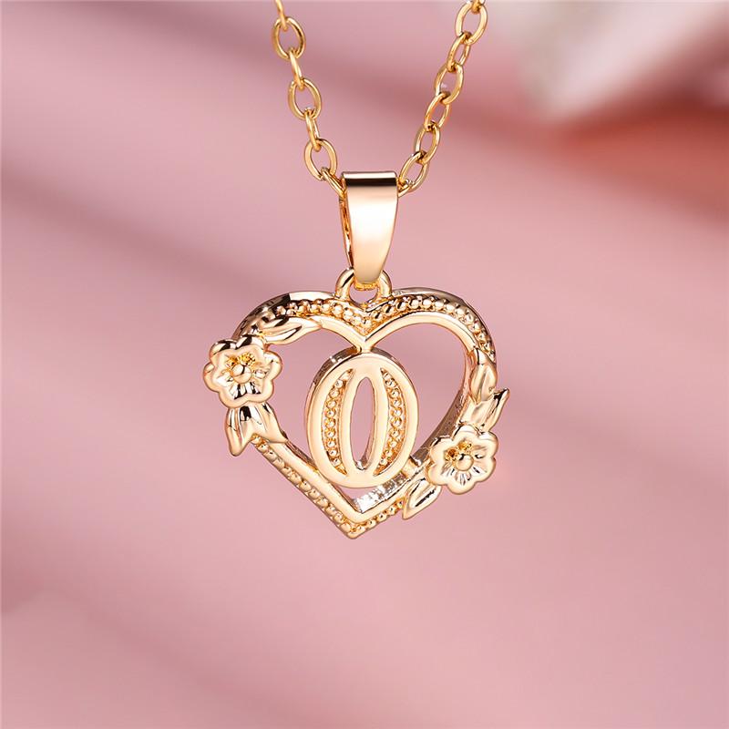 Cute Female A-Z Letter Pendant Necklace Yellow Gold Color Wedding Jewelry Gift For Women
