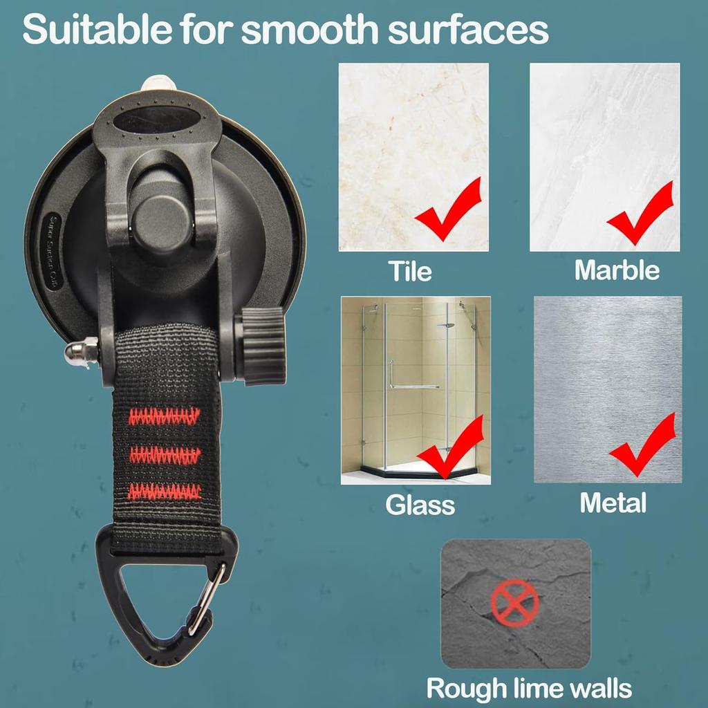 4Pcs Heavy Duty Suction Cup With Security Hooks - Outdoor Strong Suction Cups Multipurpose Car Camping Accessories Suction Cup Anchor For Car Awning