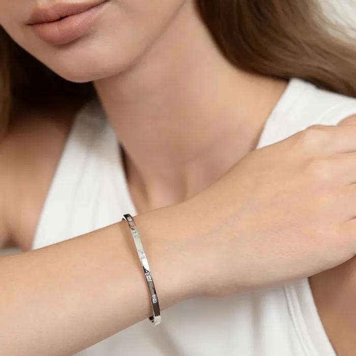 (Silver 925) Baguette Cubic Open Bangle BR2198
