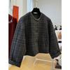 Women's Korean Plaid Woolen Coat – Autumn/Winter Petite, Long-Sleeved
