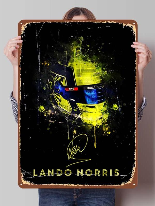 Lando Norris Racer Posters F1 Racing Metal Signs Gaming Room Decoration Custom Tin Plates for Wall Art Decoration Retro Decor