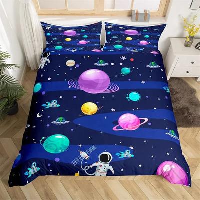 3D Print Astronaut Space Sky Galaxy Themed  Comfortable Duvet Quilt Cover Pillowcase Bedding Set Bedroom Decoration Home Textile