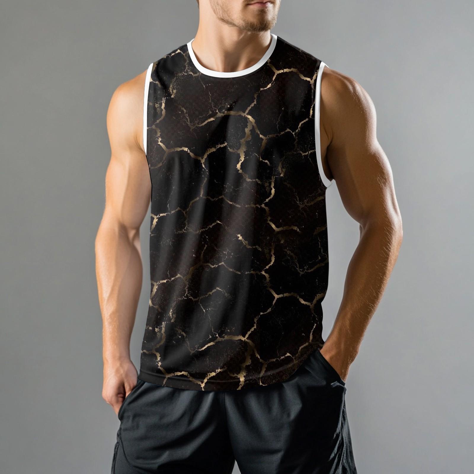 

Мужская мода принтованный спортивный повседневный жилет без рукавов L чёрный