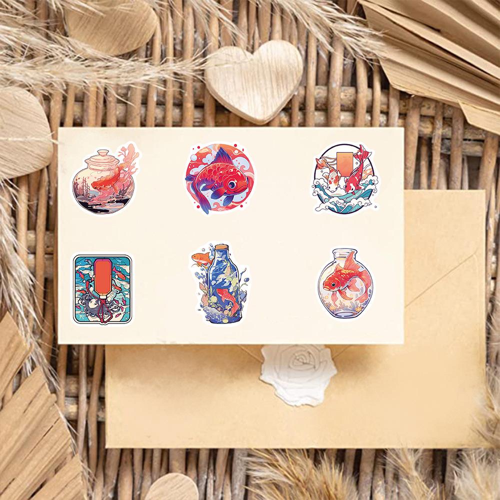 10/50pcs Cute Koi Fish Stickers Goldfish Graffiti Stickers for DIY Luggage Laptop Skateboard Motorcycle Bicycle Sticker