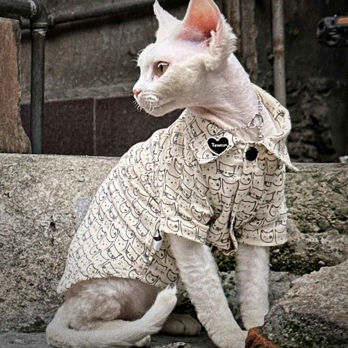 

Рубашка с рисунком маленького тигра, тонкая одежда для безволосого кота летом XXL