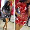 Luxurious Women Long Sleeve Knitted Sweater Sweatshirt Pullover Mini Jumper Dress