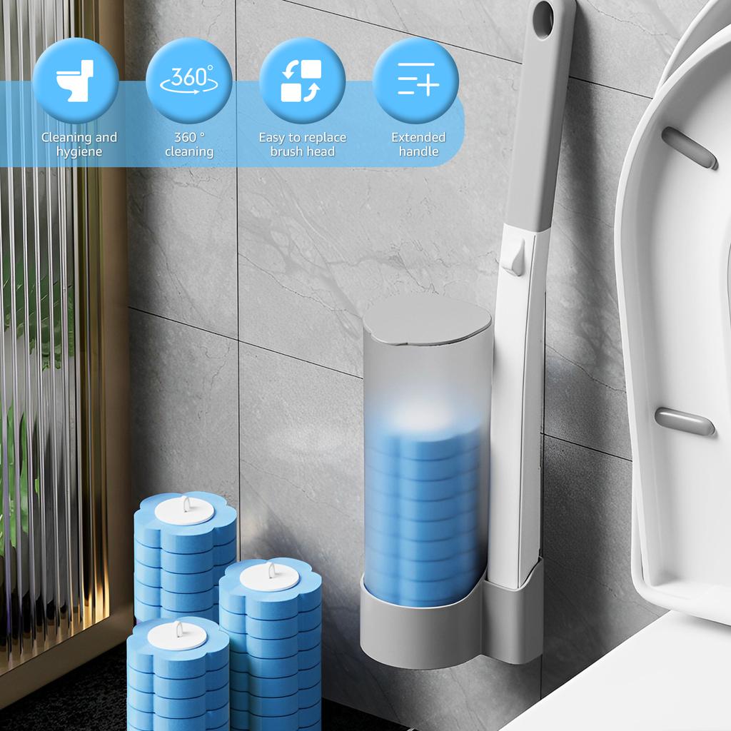 Disposable Toilet Brush Cleaning Kit Multifunctional Wall-mounted Toilet Cleaner No Drilling Sticky Home Bathroom Cleaning Tools