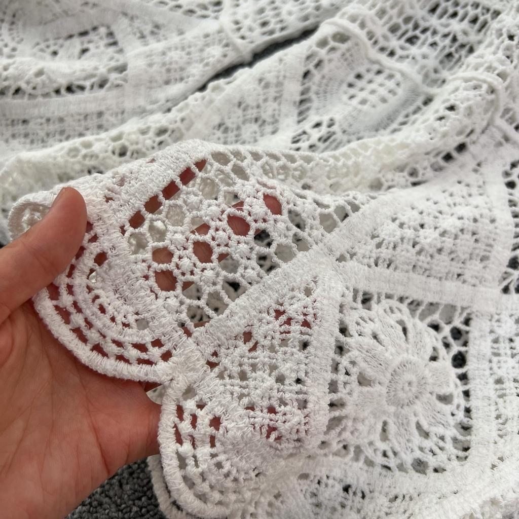 Nouveau 2026 Ensemble Jupe Femmes Tricot Plage Manches Courtes Dentelle Creux Sexy Col Rond Creux Style Été Hauts T-shirts Ample Basique