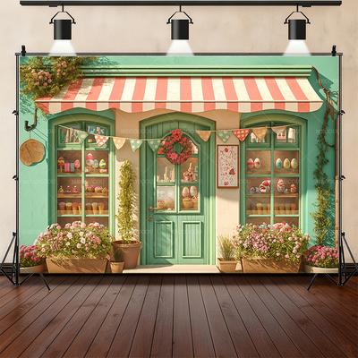 Romantic Flower Shop Street Corner Theme Background Birthday Party Decoration Photo Studio Shooting Props Sofa Bedsideba 149