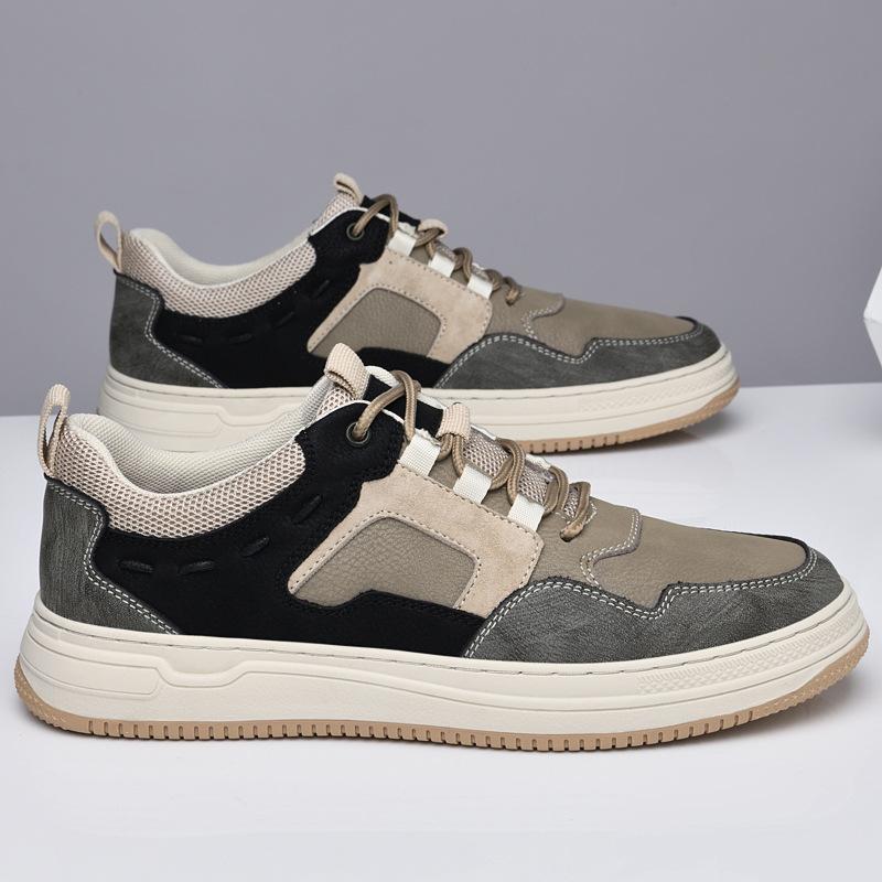 Men's shoes 2025 summer new men's low-top casual board shoes retro fashion British breathable outdoor high-end leather shoes
