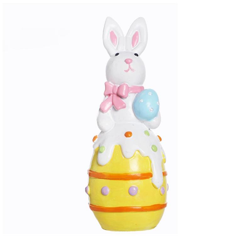 WTEMPO Easter Indoor & Outdoor Decorations, Home Cute Resin Easter Egg Rabbit Decor Ornaments, Party Gifts