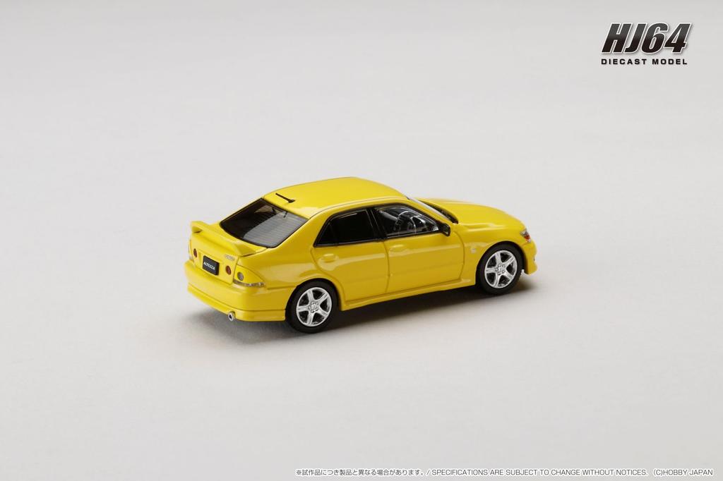 scale Toyota Altezza RS200 1998 with genuine Super Bright Yellow 1/64 (E10) options,
