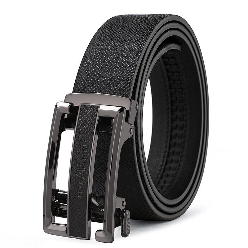 

Мужской новый ремень из натуральной кожи с автоматической пряжкой, модный и трендовый ремень из коровьей кожи, повседневный и простой универсальный ремень для людей среднего возраста и молодежи 125cm