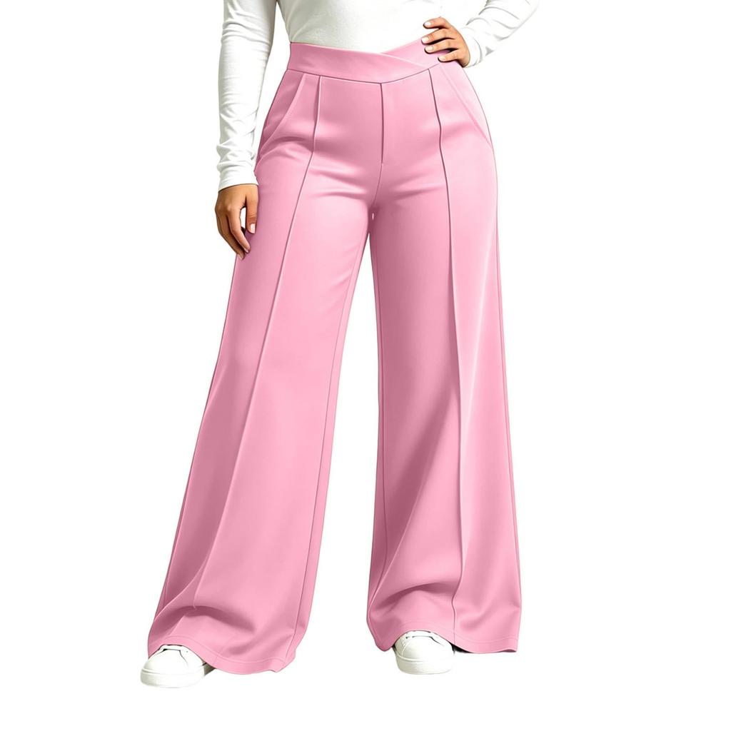Women's Plus Size Stylish Flowy Pants with Side Pockets for Casual Athletic Wear