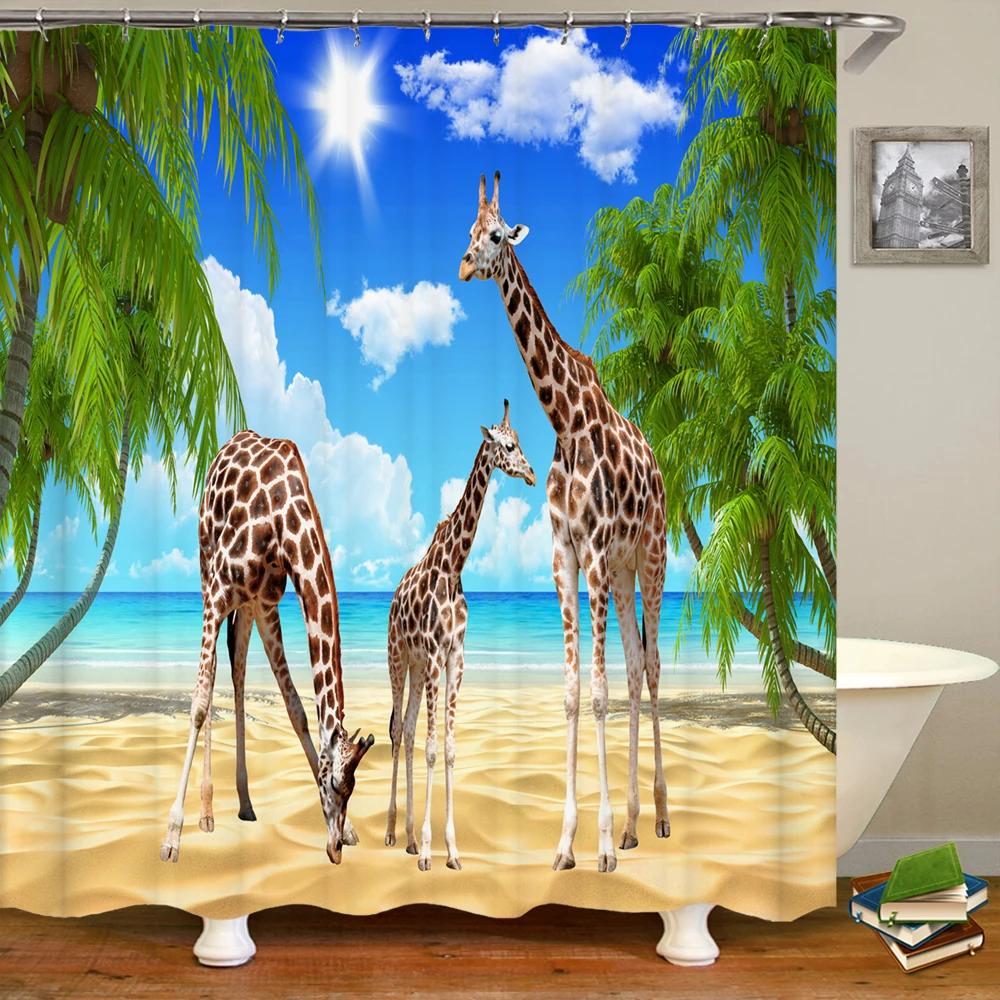 3D Bathroom Curtains Ocean Fish Jellyfish Shell Starfish Dolphin Anchor Shower Curtain Waterproof Fabric Cartoon Boy Bath Screen