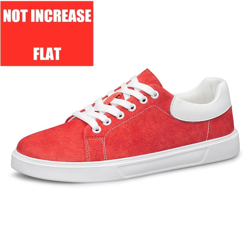 

Модная мужская обувь из замшевой кожи на плоской подошве/с невидимой стелькой 6 см для увеличения роста, повседневная спортивная обувь, большие размеры 37-46, красная, желтая, синяя, обувь на платформе 37