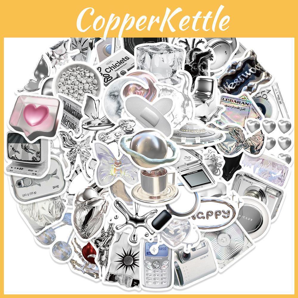 Premium Silver Sulfate Sticker 66 Pieces Of High-quality Pvc Waterproof Decals For Diy Guitar Phone Skateboard And Bicycle Adhesive And Stylish