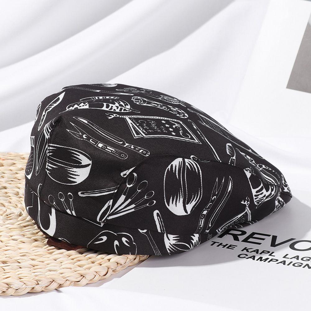 Kitchen Cooking Round Cotton Mesh Patchwork Work Wear Hats Berets Waiter Caps