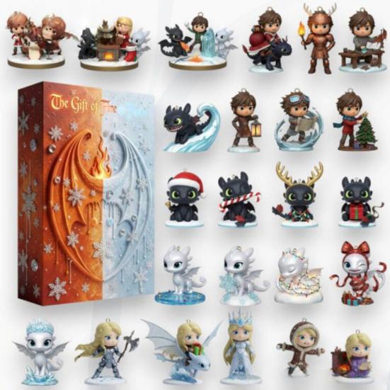 Dragon Advent Calendar 2025 24 Day Countdown Box with Acrylic Ornaments Multifunctional Viking Themed Decoration