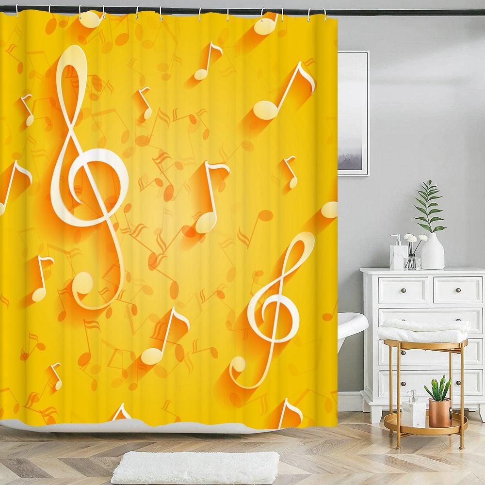 3D Music Rock Style Printed Shower Curtains Bathroom Curtain Frabic Waterproof Polyester Bath Curtain Home Decoration With Hooks