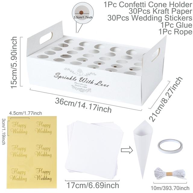 Wedding Kraft Paper Tray Confetti Cone Stand Box Tray For Wedding Decoration Flower Confetti Cones Rustic Wedding Paper Holder