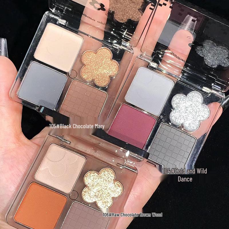 Makeup Biya Dreamy Haze Eyeshadow Palette: 4-Color Matte, Shimmer & Glitter