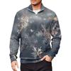 Men's Loose Casual 1/4 Zip Sweatshirt Fashion Printed Long Sleeve Top With Pockets