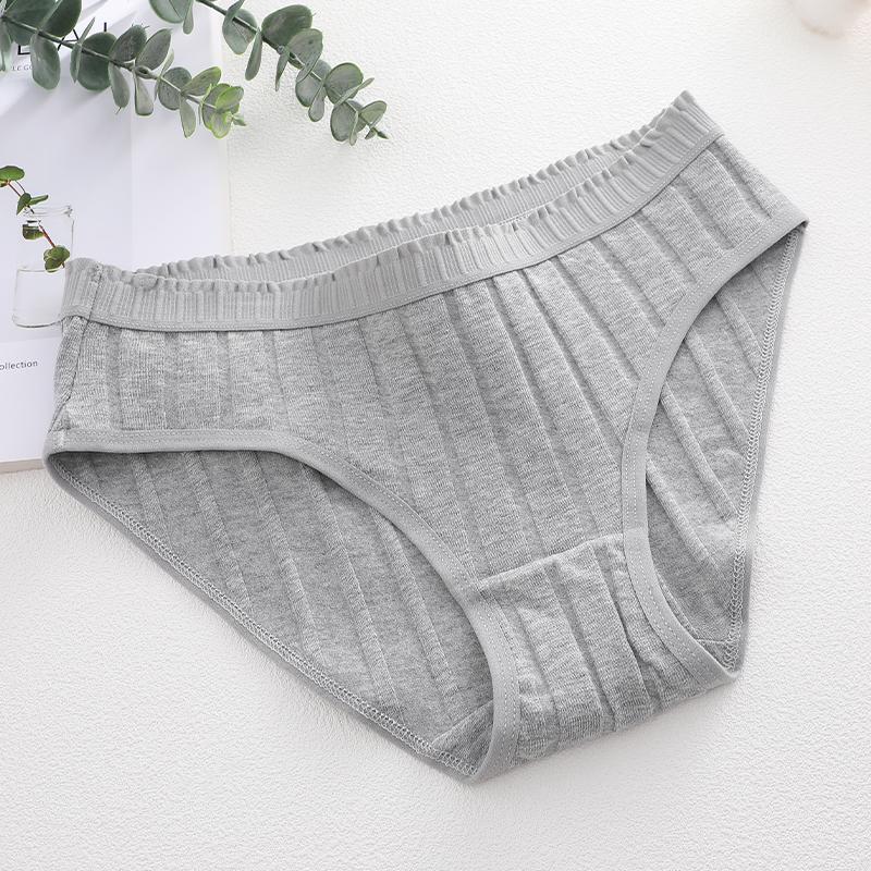 Women Seamless Cotton Crotch Panties Summer Dopamine Briefs Underwear Solid Color Breathable Elastic Sexy Stripe Lingerie Spring