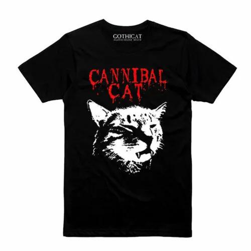 Unisex Short Sleeve Crew Neck Cotton T Shirt Cannibal Cat XXL