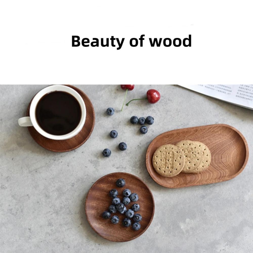 Solid Wood Serving Tray Small and Compact Fruit Platter Household Coffee Afternoon Tea Tray Simple Kitchen Bread Dim Sum Plate